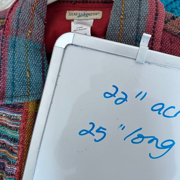 Travel Smith Vintage Jacket Womens Large BOHO Woven 90s Patchwork Rug Colorblock - Picture 11 of 11